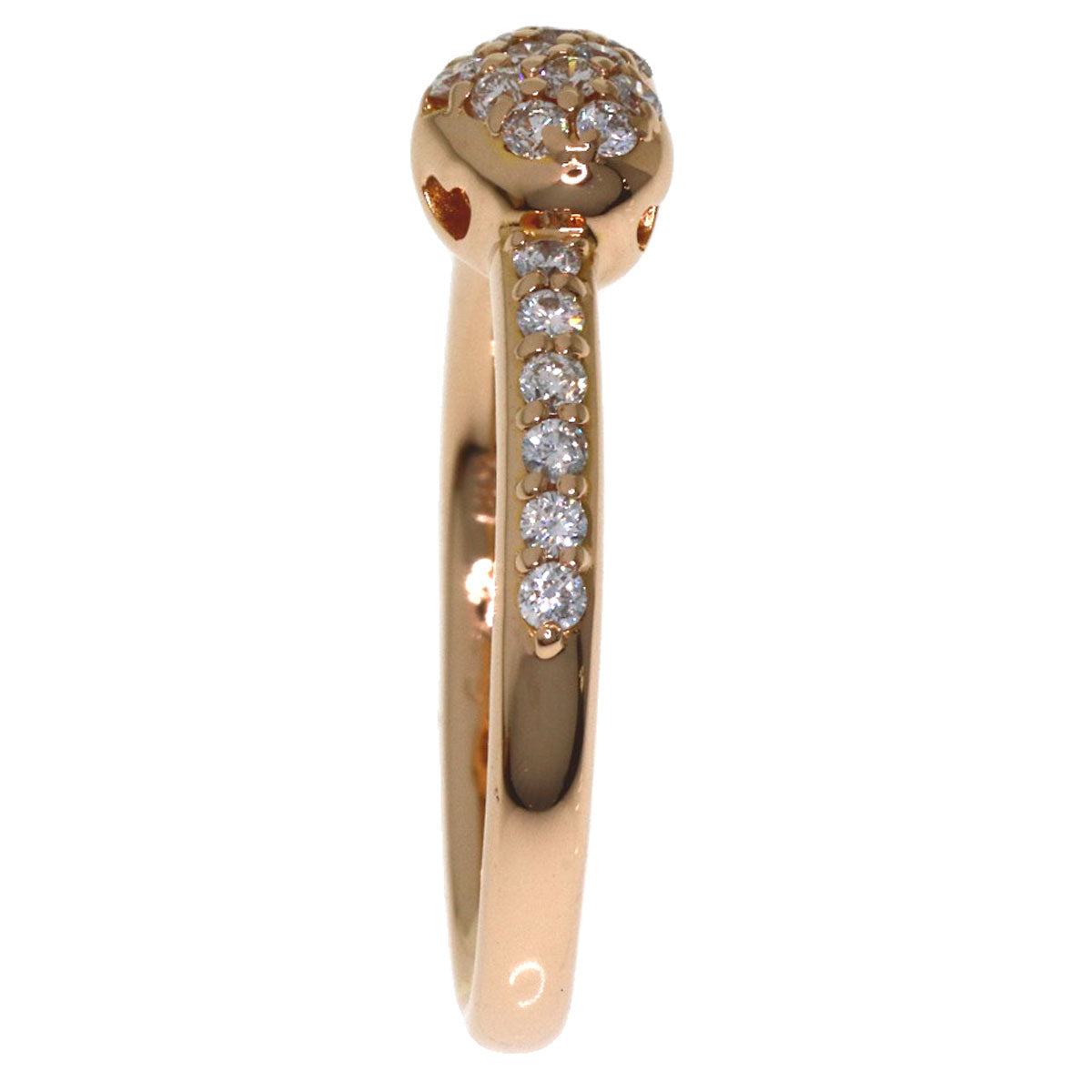Ponte Vecchio Heart motif Diamond Ring K18 Pink Gold Ladies [Used]