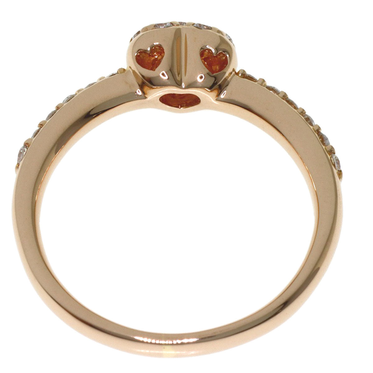 Ponte Vecchio Heart motif Diamond Ring K18 Pink Gold Ladies [Used]