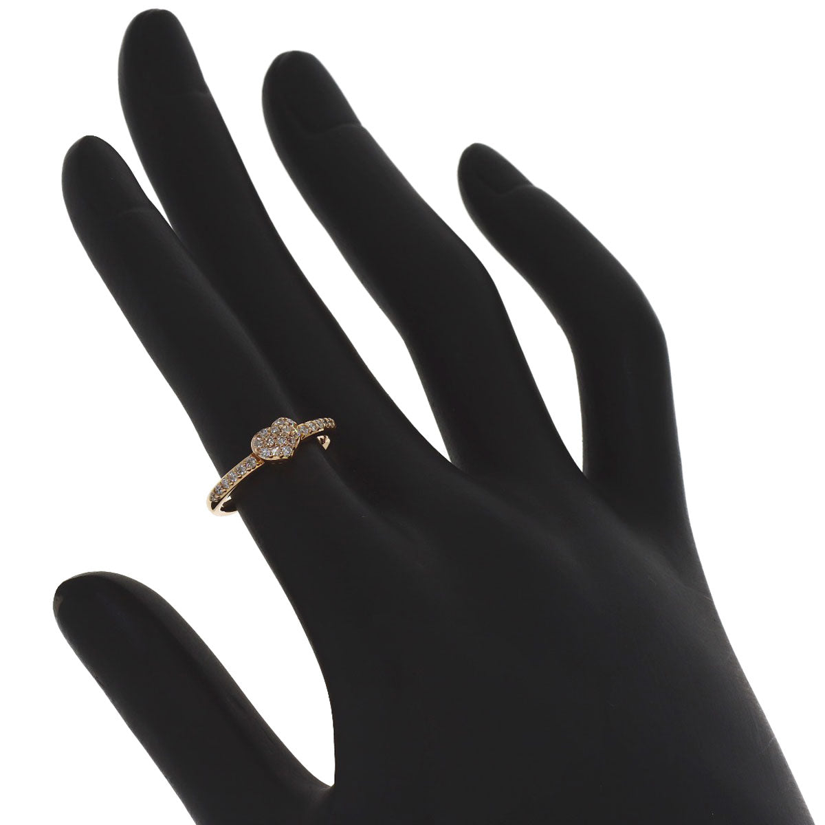 Ponte Vecchio Heart motif Diamond Ring K18 Pink Gold Ladies [Used]