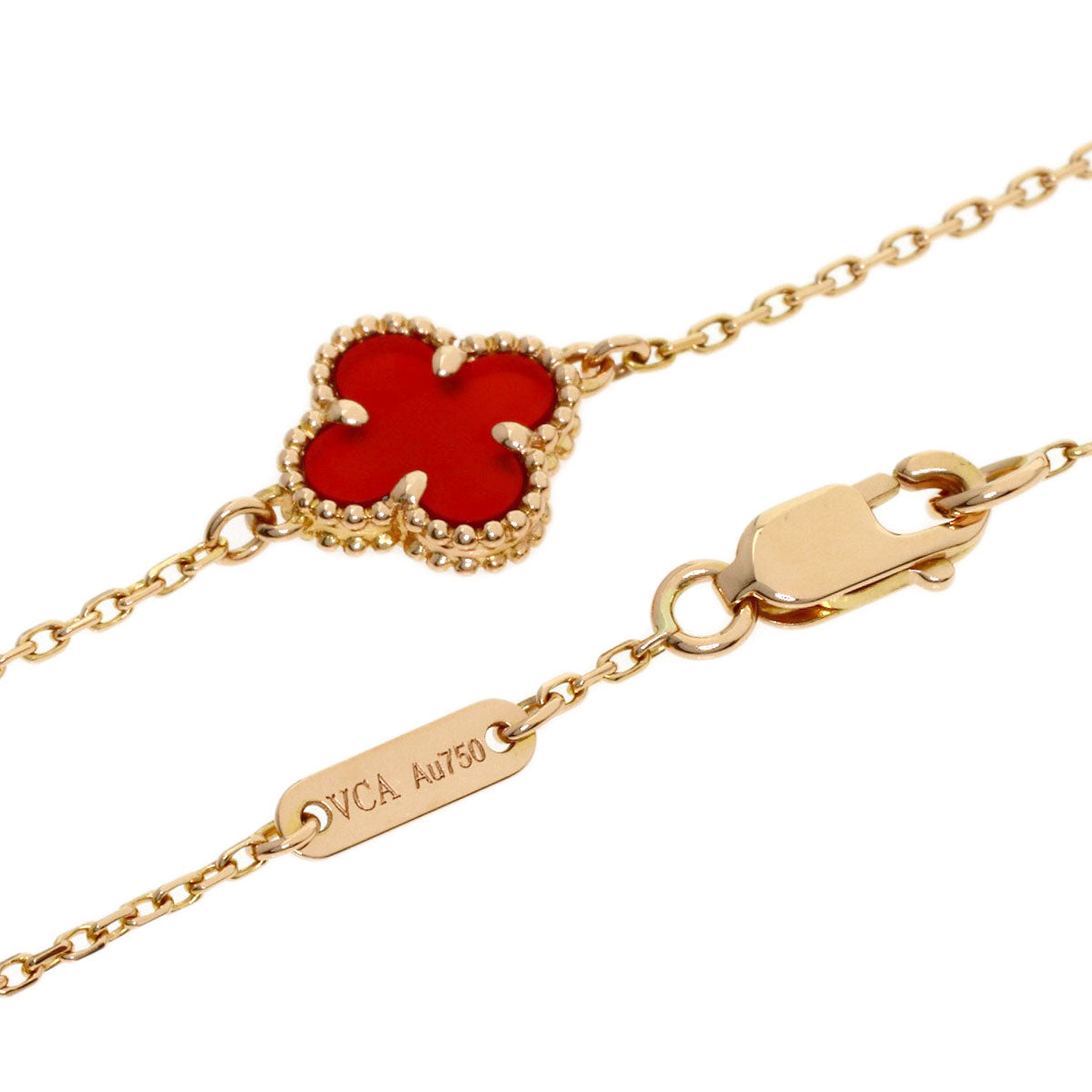 Van Cleef & Arpels Sweet Alhambra Carnelian Bracelet K18 Pink Gold Ladies [Used]