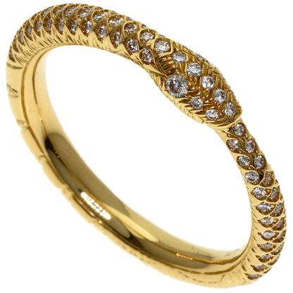 GUCCI Ouroboros Half Diamond #11 Ring K18 Yellow Gold Ladies [Used]