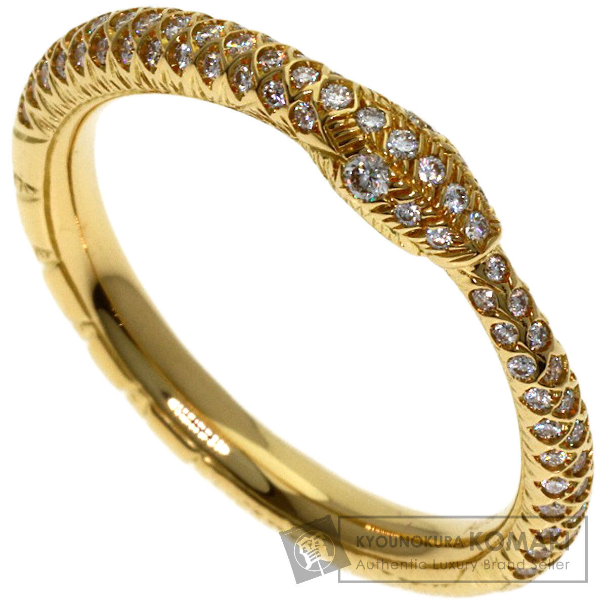 GUCCI Ouroboros Half Diamond #11 Ring K18 Yellow Gold Ladies [Used]