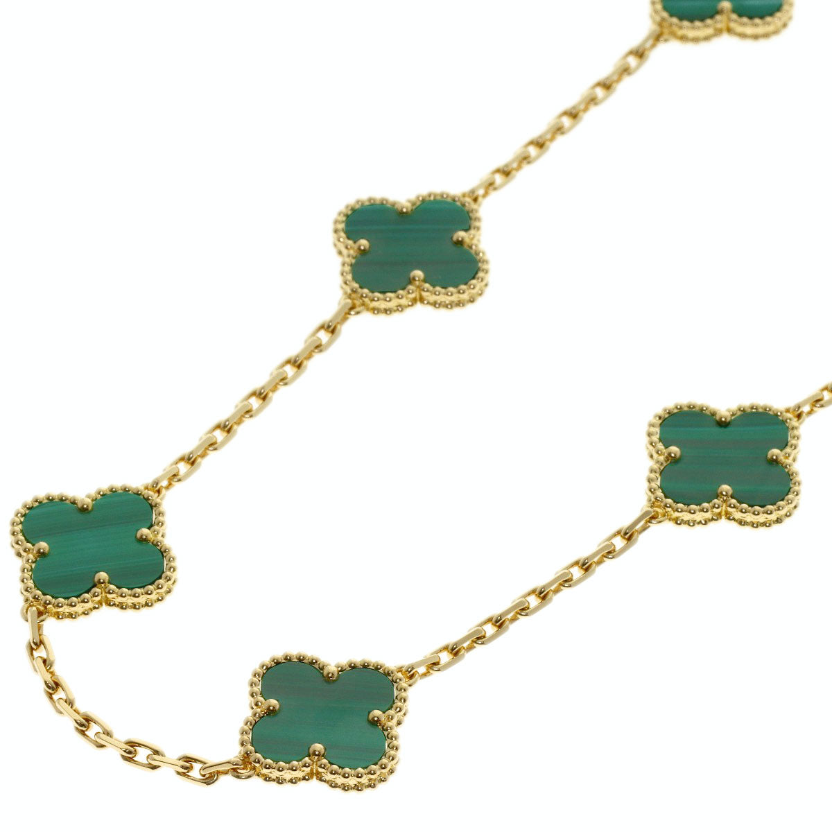 Van Cleef & Arpels Vintage Alhambra Malachite Necklace K18 Yellow Gold Ladies [Used]