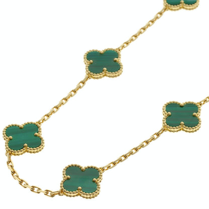 Van Cleef & Arpels Vintage Alhambra Malachite Necklace K18 Yellow Gold Ladies [Used]
