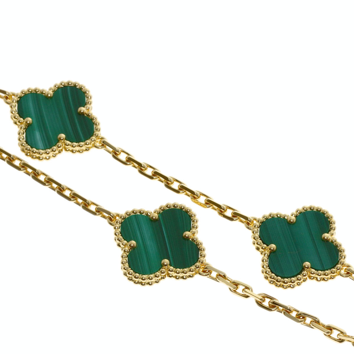 Van Cleef & Arpels Vintage Alhambra Malachite Necklace K18 Yellow Gold Ladies [Used]
