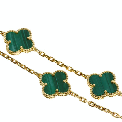 Van Cleef & Arpels Vintage Alhambra Malachite Necklace K18 Yellow Gold Ladies [Used]