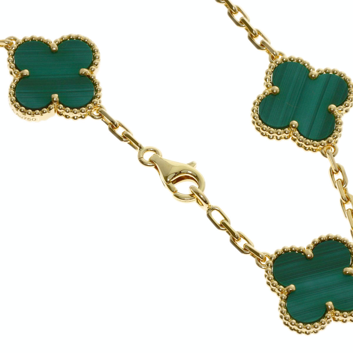 Van Cleef & Arpels Vintage Alhambra Malachite Necklace K18 Yellow Gold Ladies [Used]