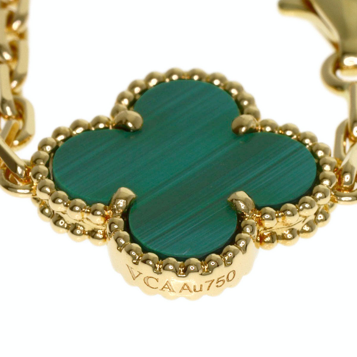 Van Cleef & Arpels Vintage Alhambra Malachite Necklace K18 Yellow Gold Ladies [Used]