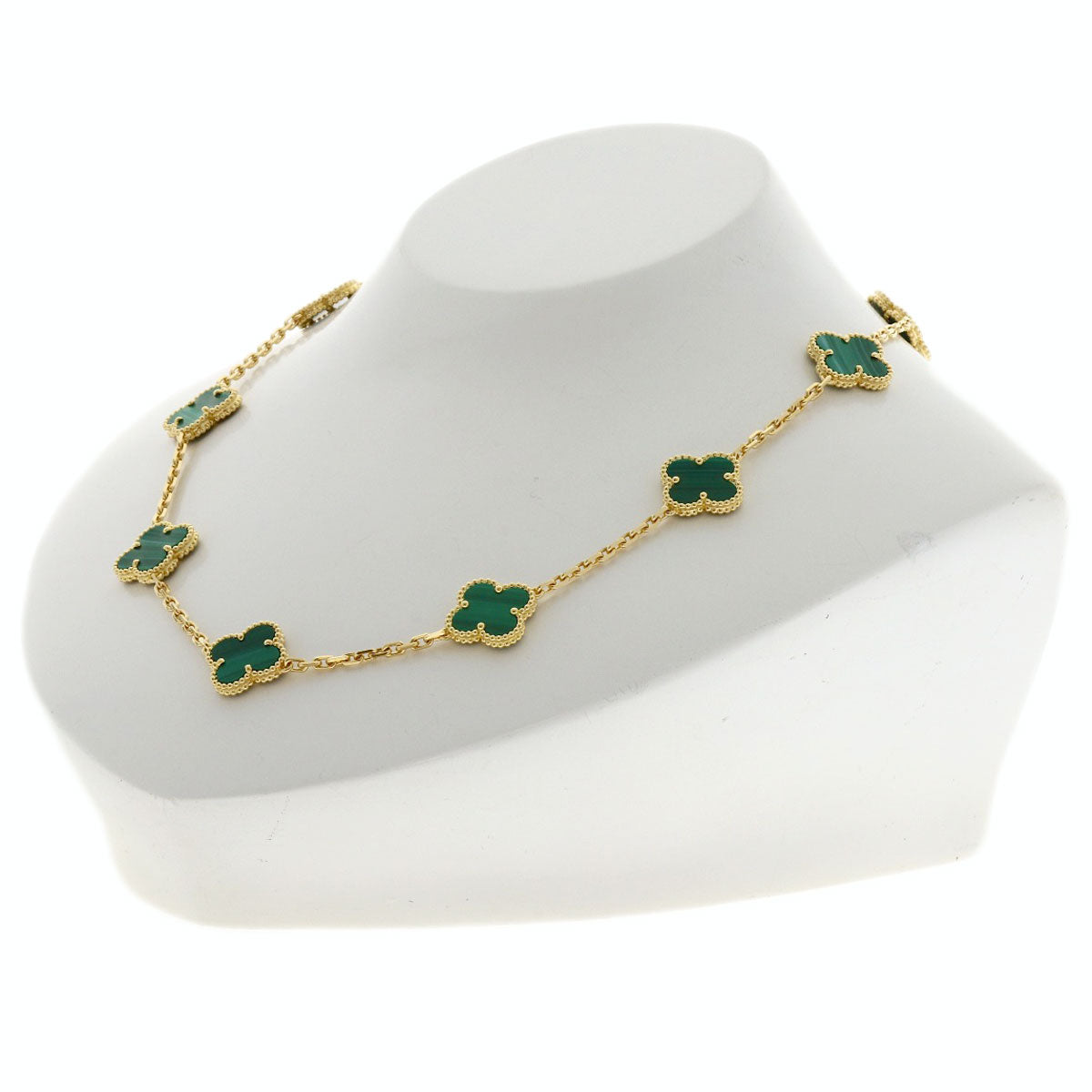 Van Cleef & Arpels Vintage Alhambra Malachite Necklace K18 Yellow Gold Ladies [Used]