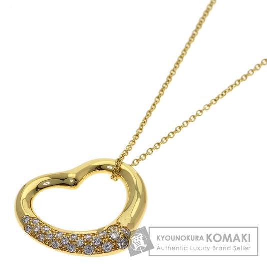 TIFFANY&Co. Open Heart Half Pave Diamond Necklace K18 Yellow Gold Ladies [Used]