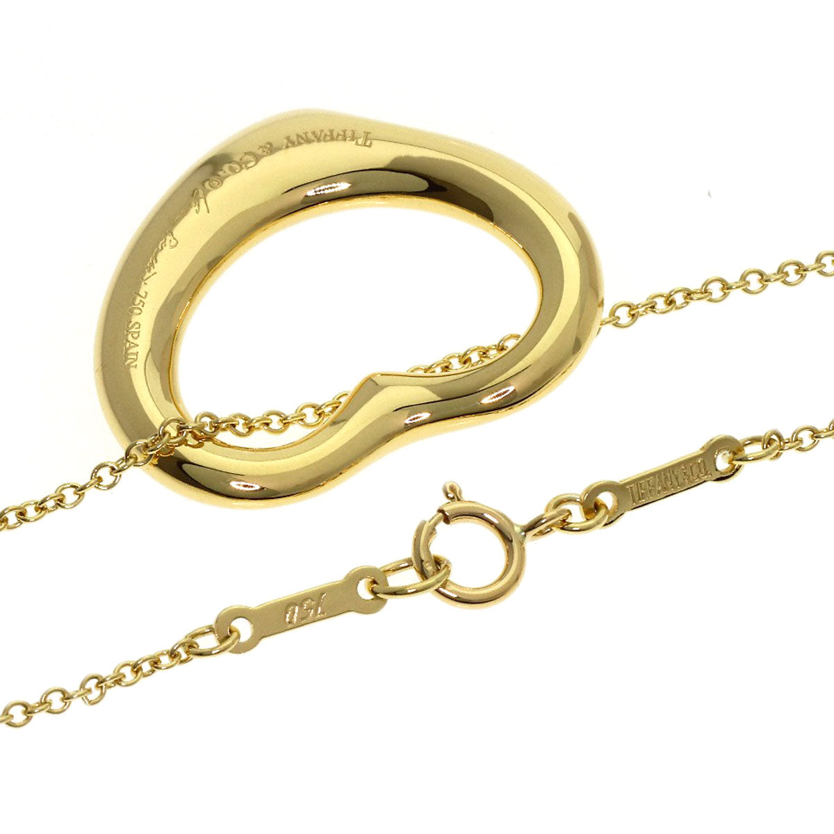 TIFFANY&Co. Open Heart Half Pave Diamond Necklace K18 Yellow Gold Ladies [Used]