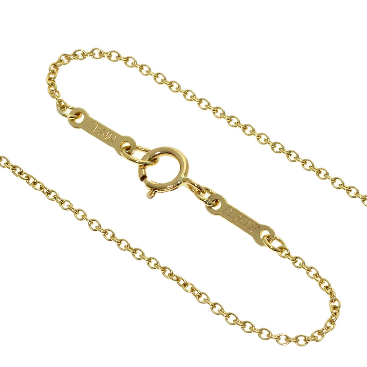 TIFFANY&Co. Open Heart Half Pave Diamond Necklace K18 Yellow Gold Ladies [Used]
