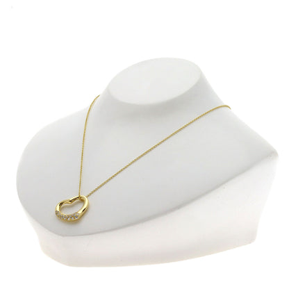 TIFFANY&Co. Open Heart Half Pave Diamond Necklace K18 Yellow Gold Ladies [Used]