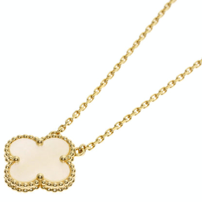 Van Cleef & Arpels Vintage Alhambra white shell Necklace K18 Yellow Gold Ladies [Used]