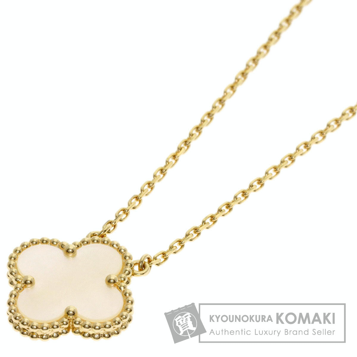 Van Cleef & Arpels Vintage Alhambra white shell Necklace K18 Yellow Gold Ladies [Used]