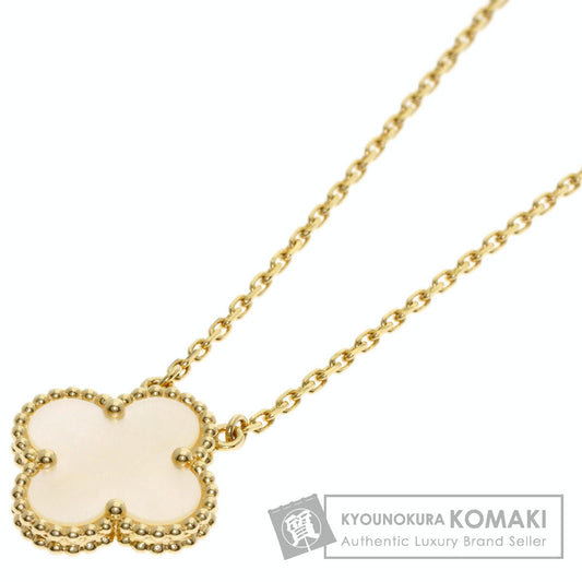 Van Cleef & Arpels Vintage Alhambra white shell Necklace K18 Yellow Gold Ladies [Used]