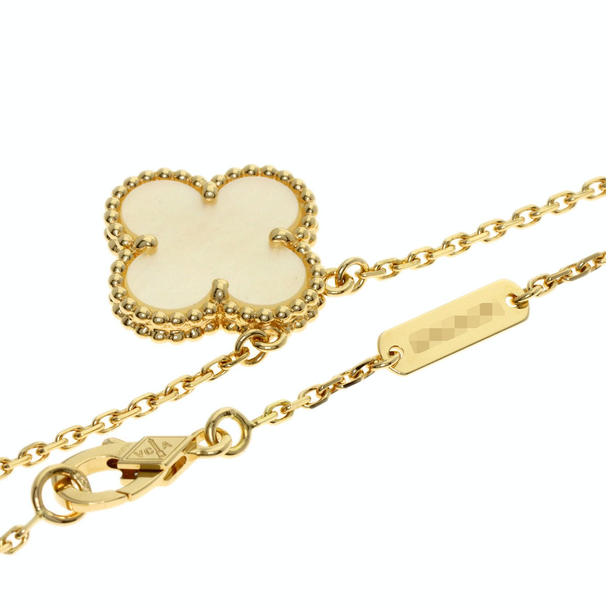 Van Cleef & Arpels Vintage Alhambra white shell Necklace K18 Yellow Gold Ladies [Used]