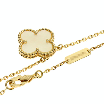 Van Cleef & Arpels Vintage Alhambra white shell Necklace K18 Yellow Gold Ladies [Used]