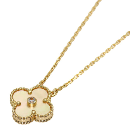 Van Cleef & Arpels Vintage Alhambra Yellow Shell Diamond Necklace K18 Yellow Gold Ladies [Used]