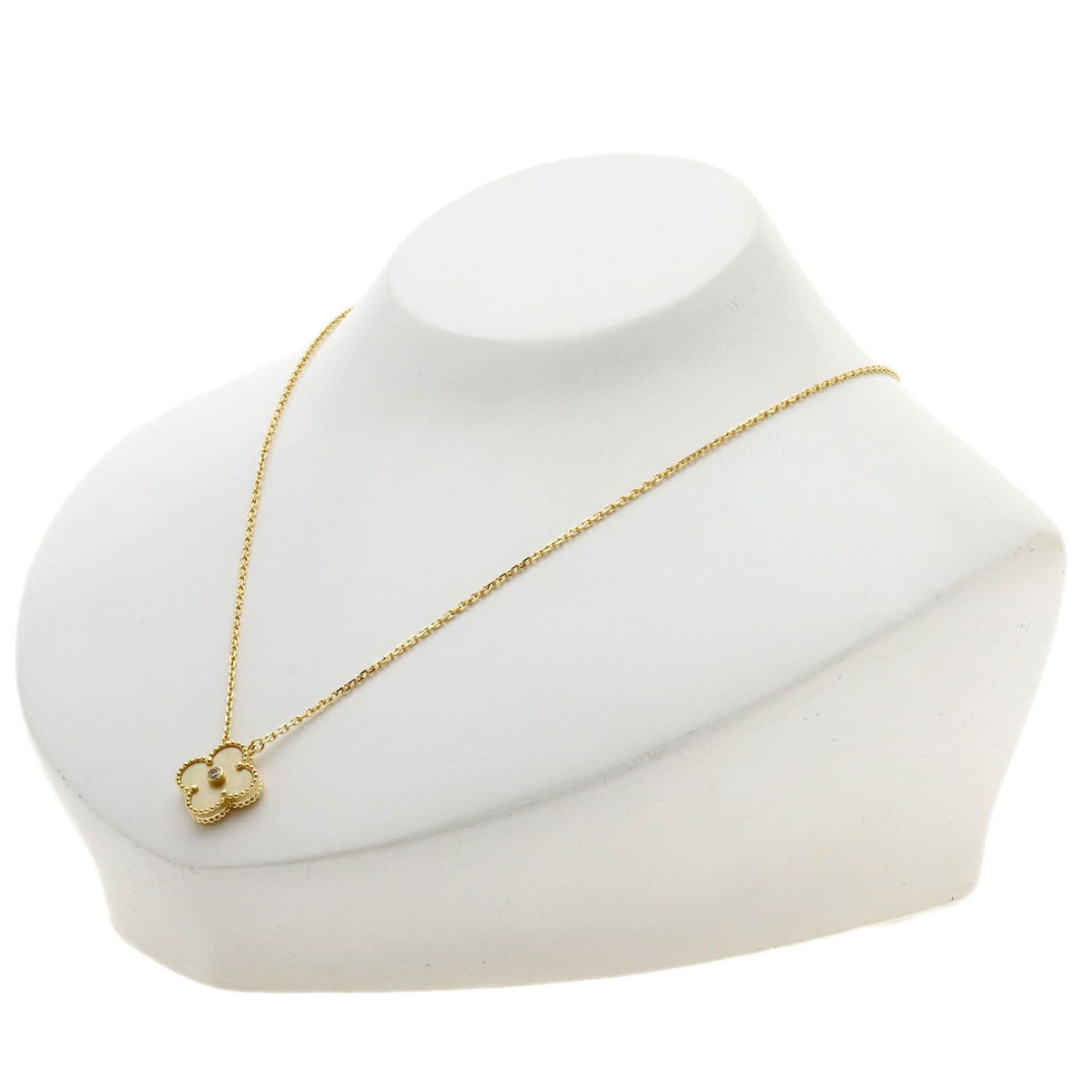 Van Cleef & Arpels Vintage Alhambra Yellow Shell Diamond Necklace K18 Yellow Gold Ladies [Used]