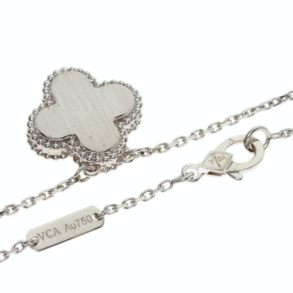 Van Cleef & Arpels Vintage Alhambra Guilloché 1P Diamond Necklace K18 White Gold 18K Yellow GoldLadies [Used]