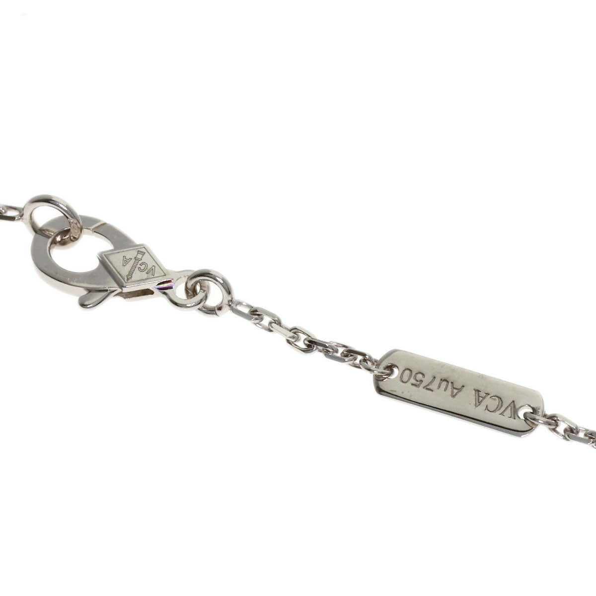 Van Cleef & Arpels Vintage Alhambra Guilloché 1P Diamond Necklace K18 White Gold 18K Yellow GoldLadies [Used]