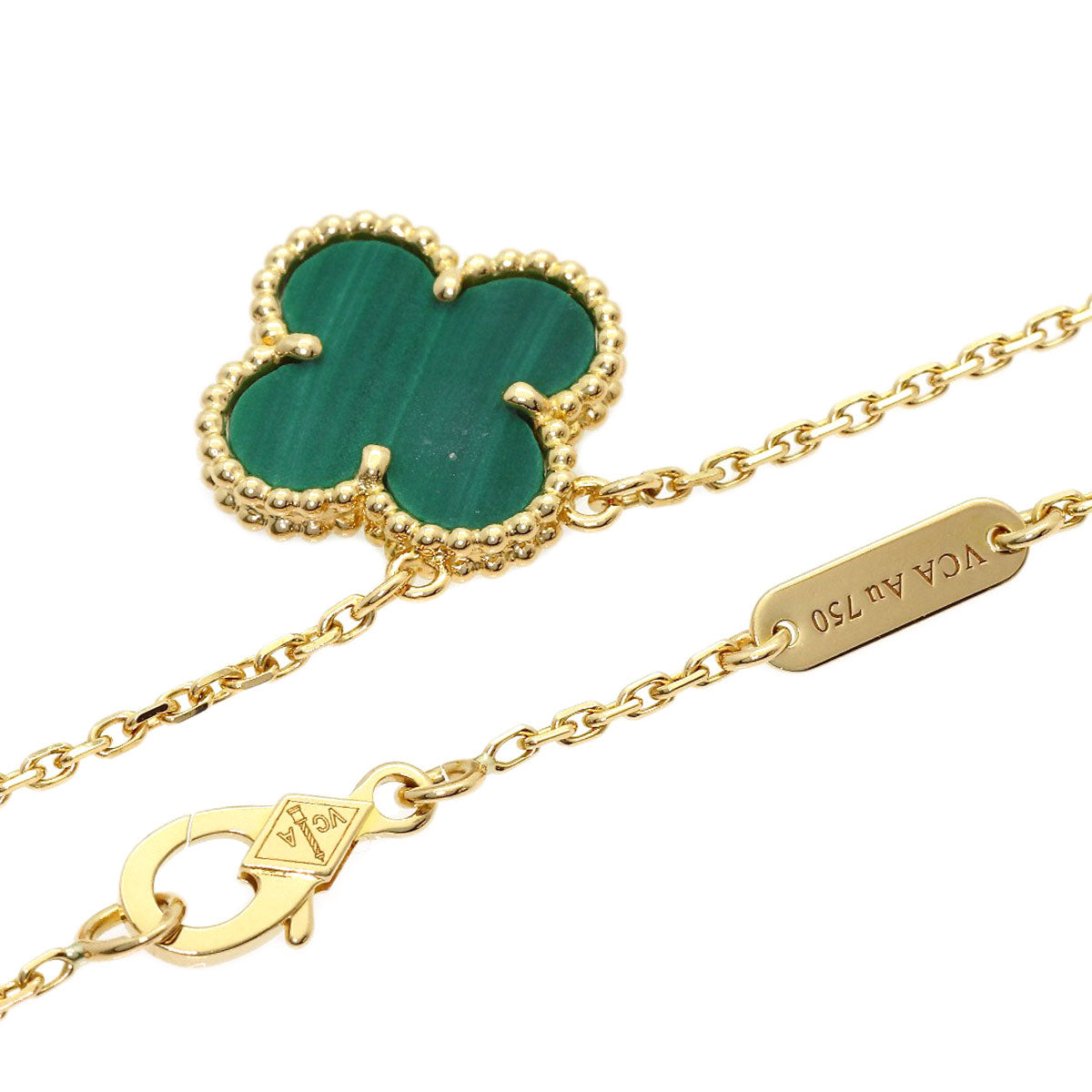 Van Cleef & Arpels Vintage Alhambra Malachite Necklace K18 Yellow Gold Ladies [Used]
