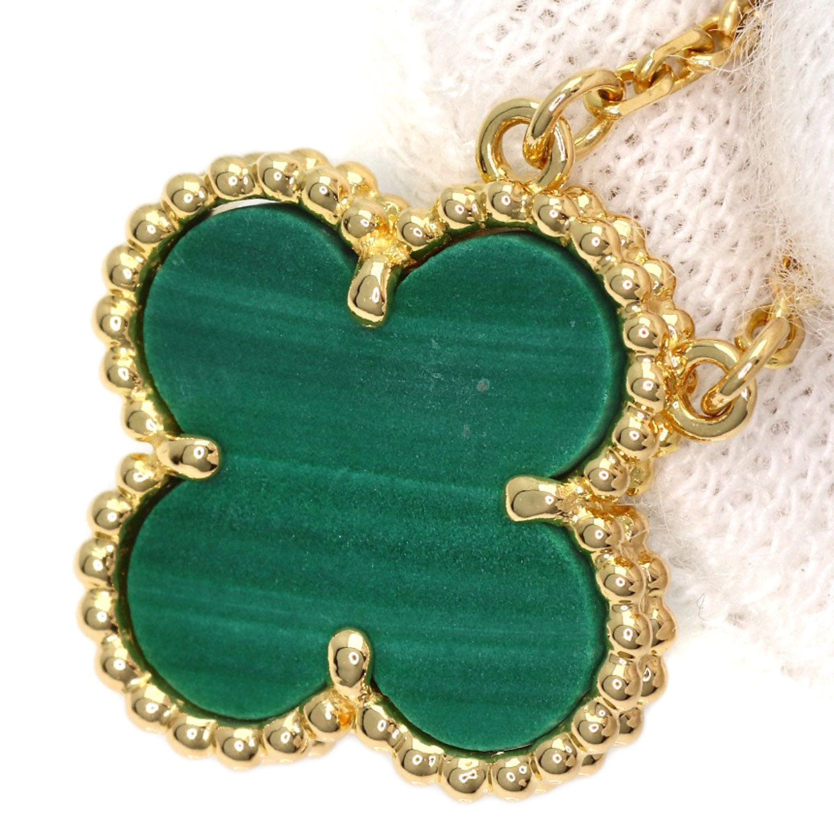 Van Cleef & Arpels Vintage Alhambra Malachite Necklace K18 Yellow Gold Ladies [Used]