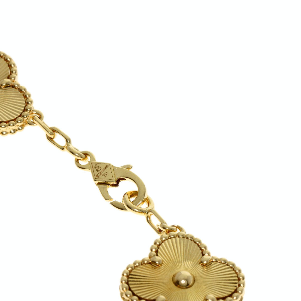 Van Cleef & Arpels Vintage Alhambra Guilloché Diamond Bracelet K18 Yellow Gold Ladies [Used]