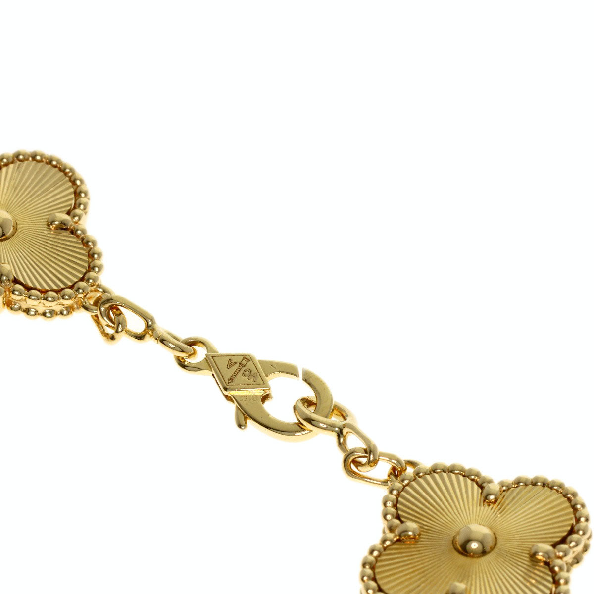 Van Cleef & Arpels Vintage Alhambra Guilloché Diamond Bracelet K18 Yellow Gold Ladies [Used]
