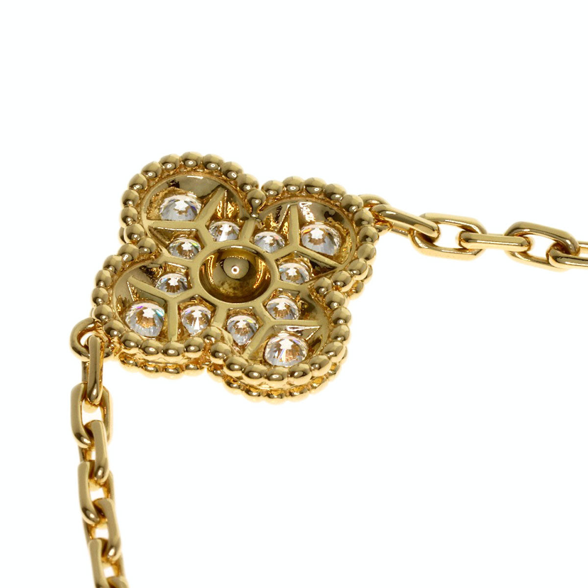 Van Cleef & Arpels Vintage Alhambra Guilloché Diamond Bracelet K18 Yellow Gold Ladies [Used]