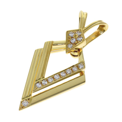 WALTHAM swing diamond Pendant top K18 Yellow Gold Ladies [Used]