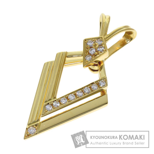 WALTHAM swing diamond Pendant top K18 Yellow Gold Ladies [Used]