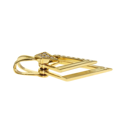 WALTHAM swing diamond Pendant top K18 Yellow Gold Ladies [Used]