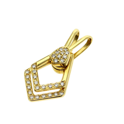 WALTHAM swing diamond Pendant top K18 Yellow Gold Ladies [Used]
