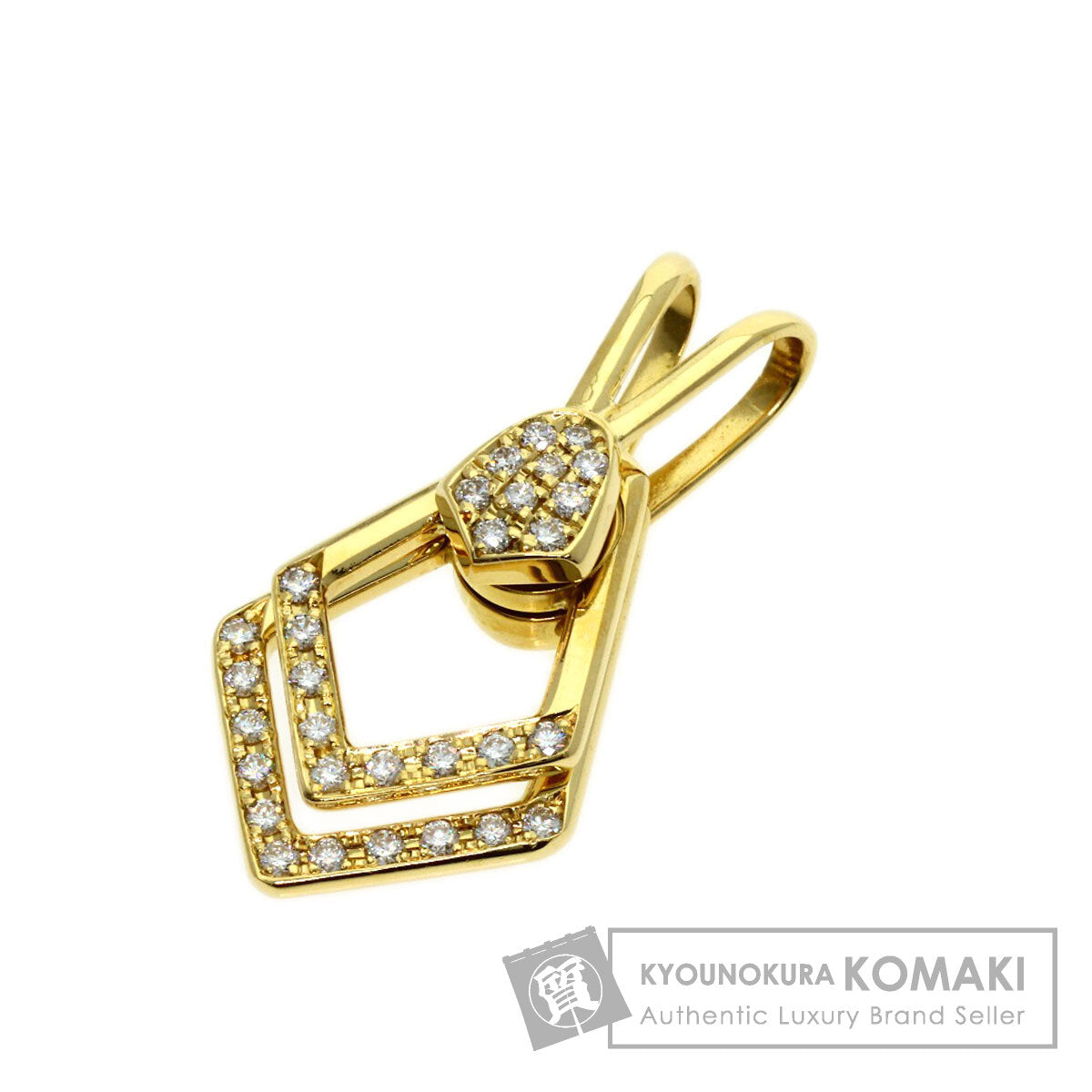 WALTHAM swing diamond Pendant top K18 Yellow Gold Ladies [Used]