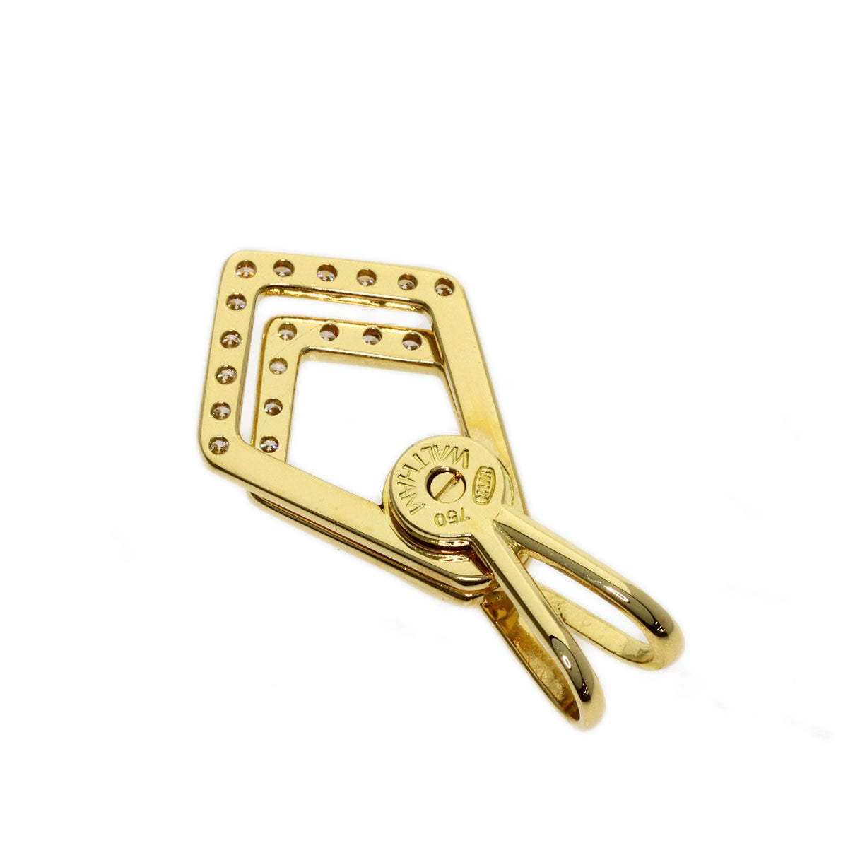 WALTHAM swing diamond Pendant top K18 Yellow Gold Ladies [Used]