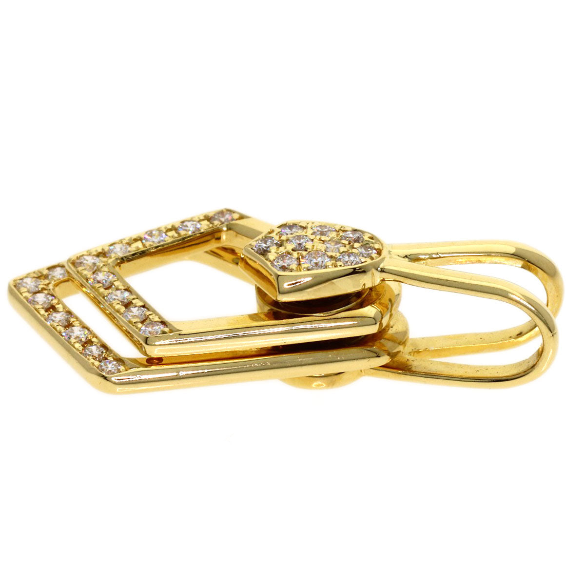 WALTHAM swing diamond Pendant top K18 Yellow Gold Ladies [Used]