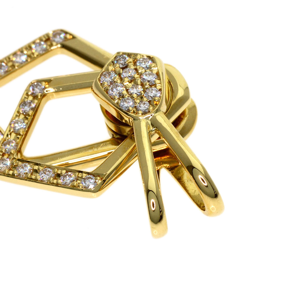 WALTHAM swing diamond Pendant top K18 Yellow Gold Ladies [Used]