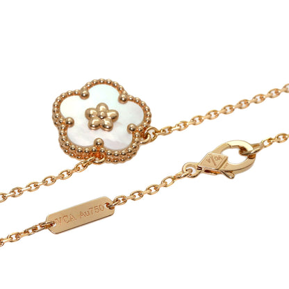 Van Cleef & Arpels Lucky Spring Plum Blossom Shell Necklace K18 Pink Gold Ladies [Used]