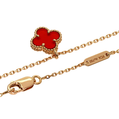 Van Cleef & Arpels Sweet Alhambra Carnelian Necklace K18 Pink Gold Ladies [Used]