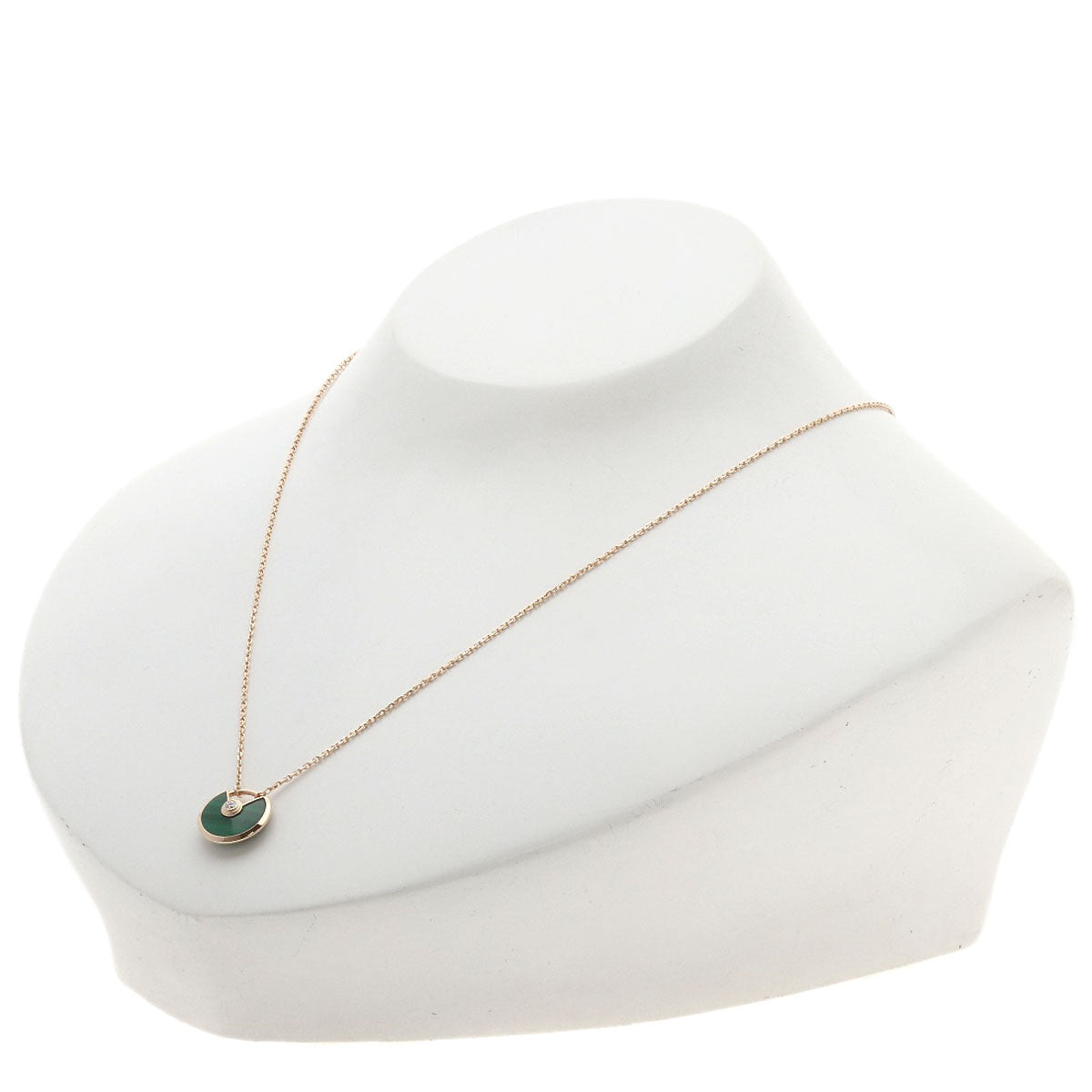 CARTIER Amulet Malachite Diamond Necklace K18 Pink Gold Ladies [Used]