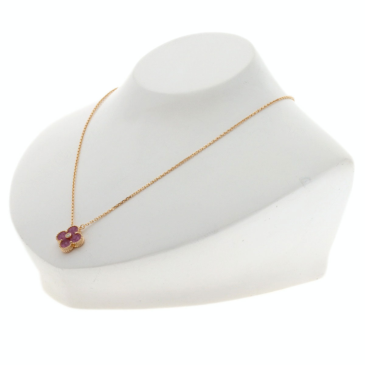 Van Cleef & Arpels Vintage Alhambra Rhodonite Diamond 2021 Holiday Limited Edition Necklace K18 Pink Gold Ladies [Used]