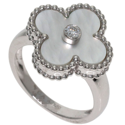 Van Cleef & Arpels Vintage Alhambra Shell Diamond #48 Ring K18 White Gold Ladies [Used]