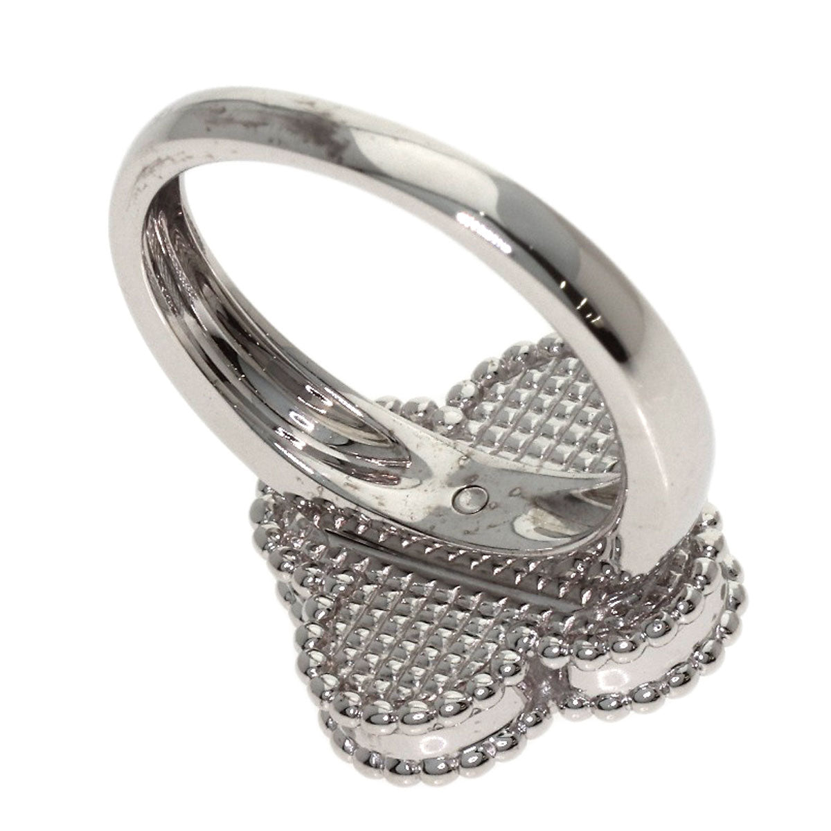 Van Cleef & Arpels Vintage Alhambra Shell Diamond #48 Ring K18 White Gold Ladies [Used]