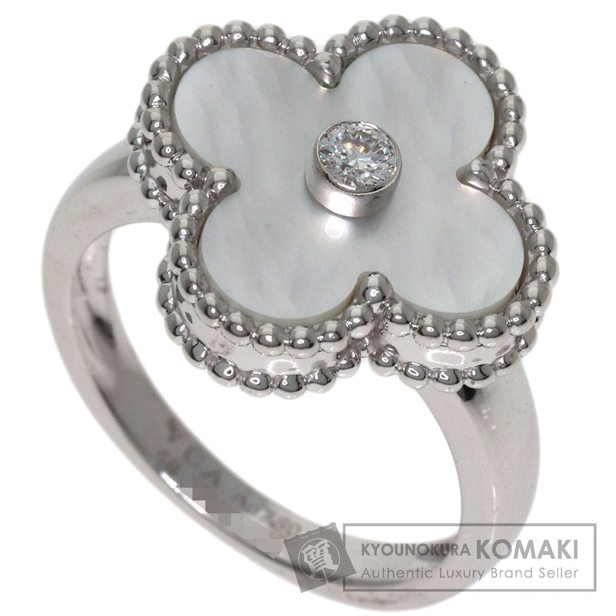 Van Cleef & Arpels Vintage Alhambra Shell Diamond #48 Ring K18 White Gold Ladies [Used]