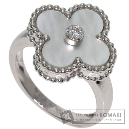 Van Cleef & Arpels Vintage Alhambra Shell Diamond #48 Ring K18 White Gold Ladies [Used]