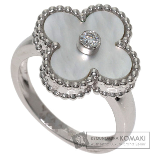 Van Cleef & Arpels Vintage Alhambra Shell Diamond #48 Ring K18 White Gold Ladies [Used]