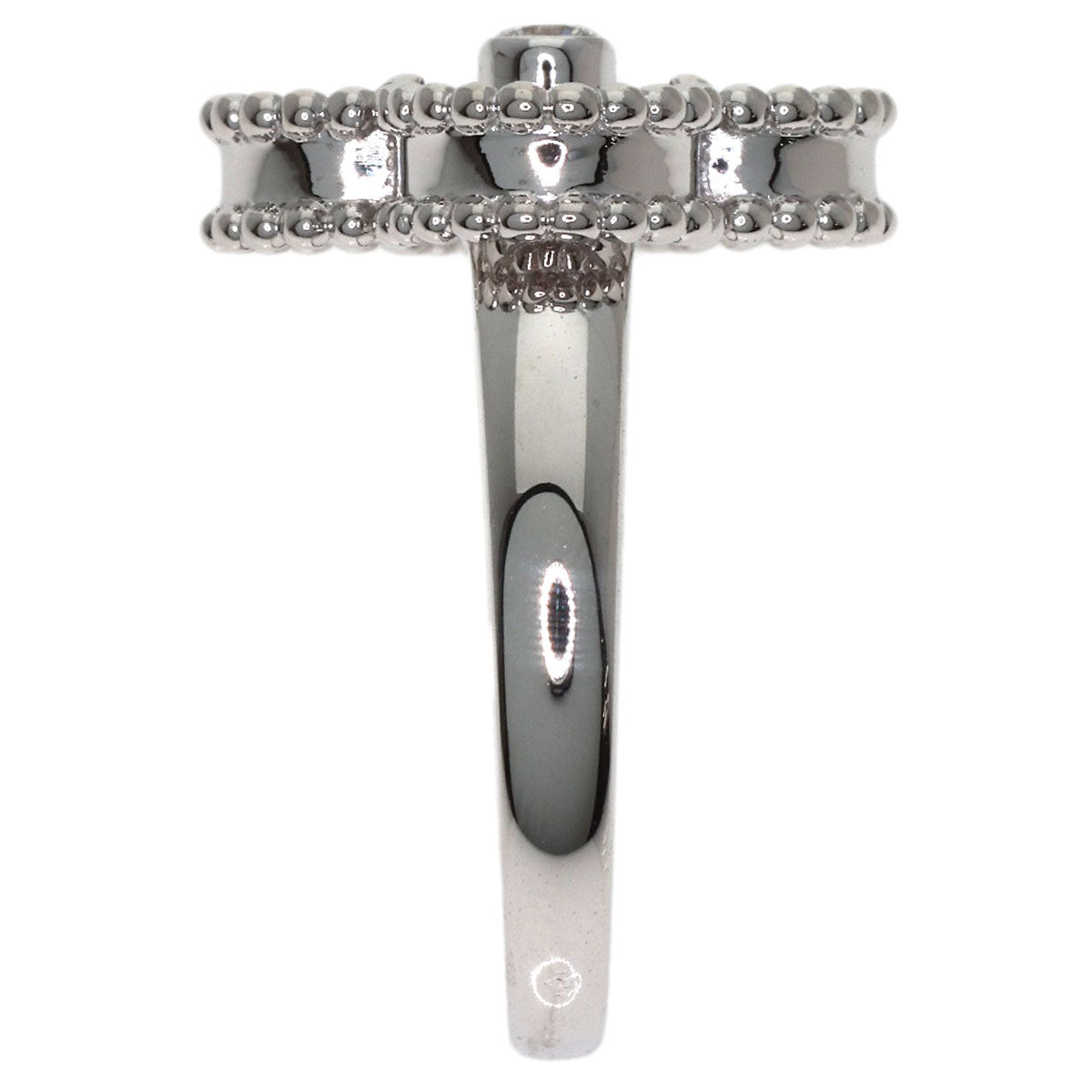 Van Cleef & Arpels Vintage Alhambra Shell Diamond #48 Ring K18 White Gold Ladies [Used]