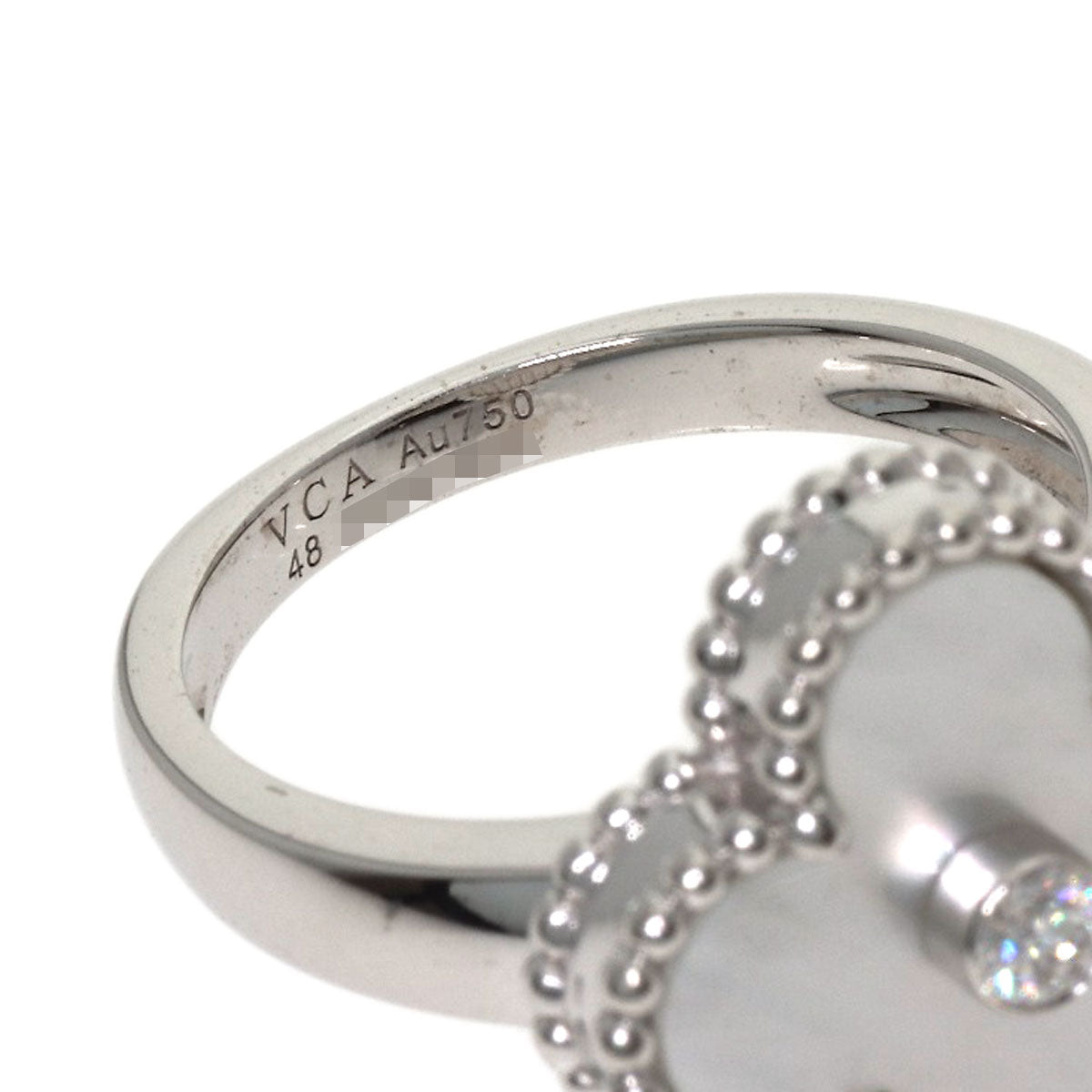 Van Cleef & Arpels Vintage Alhambra Shell Diamond #48 Ring K18 White Gold Ladies [Used]